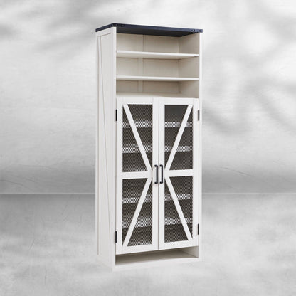72" Tall Farmhouse Shoe Cabinet 鈥?Mesh Door, Adjustable Shelves