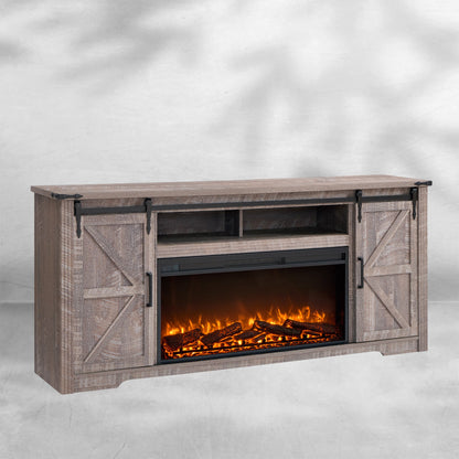 Farmhouse Fireplace TV Stand for 80 Inch TV with Storage