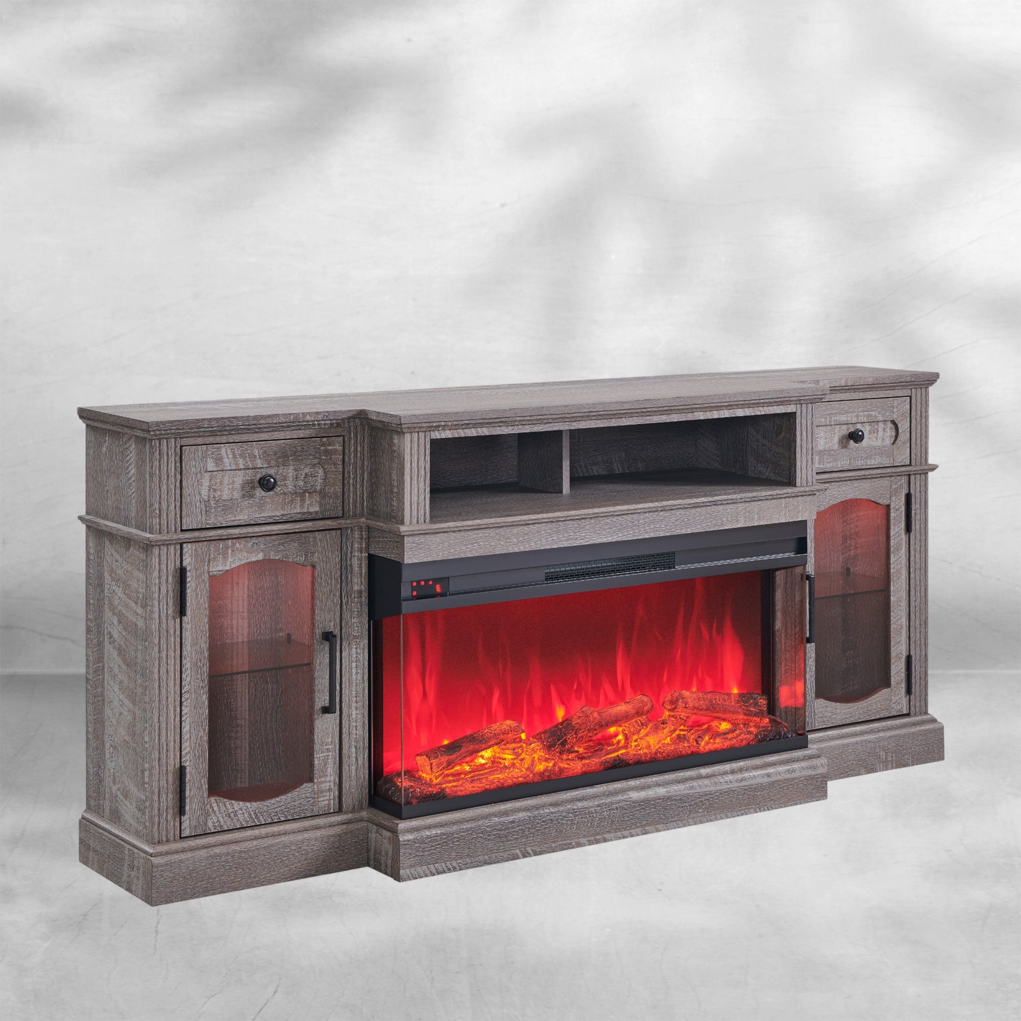 Farmhouse TV Stand with 36" Fireplace & LED