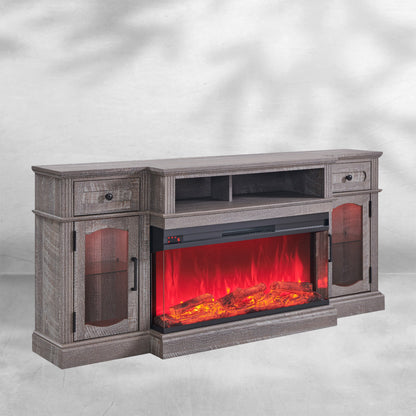 Farmhouse TV Stand with 36" Fireplace & LED