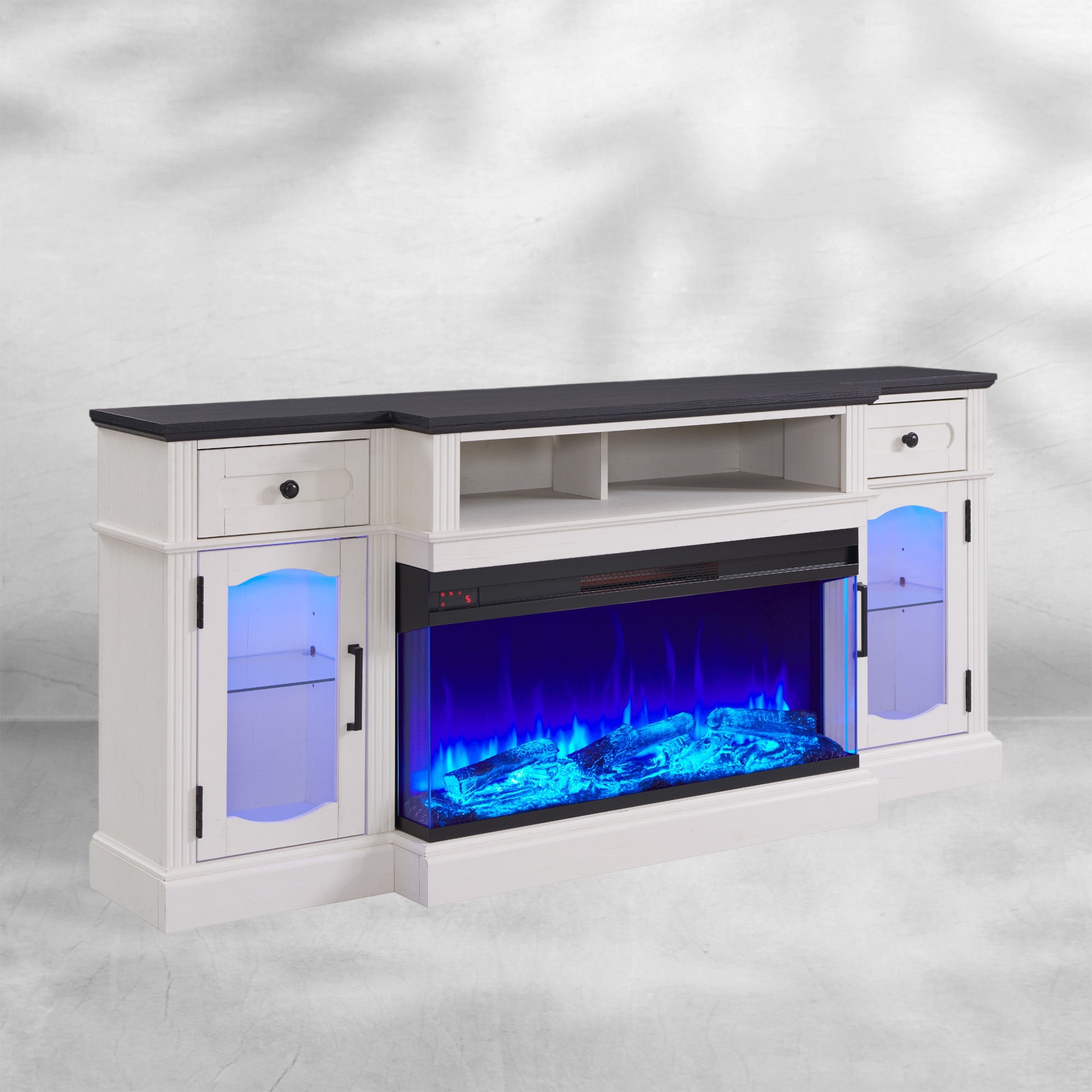 Farmhouse TV Stand with 36" Fireplace & LED