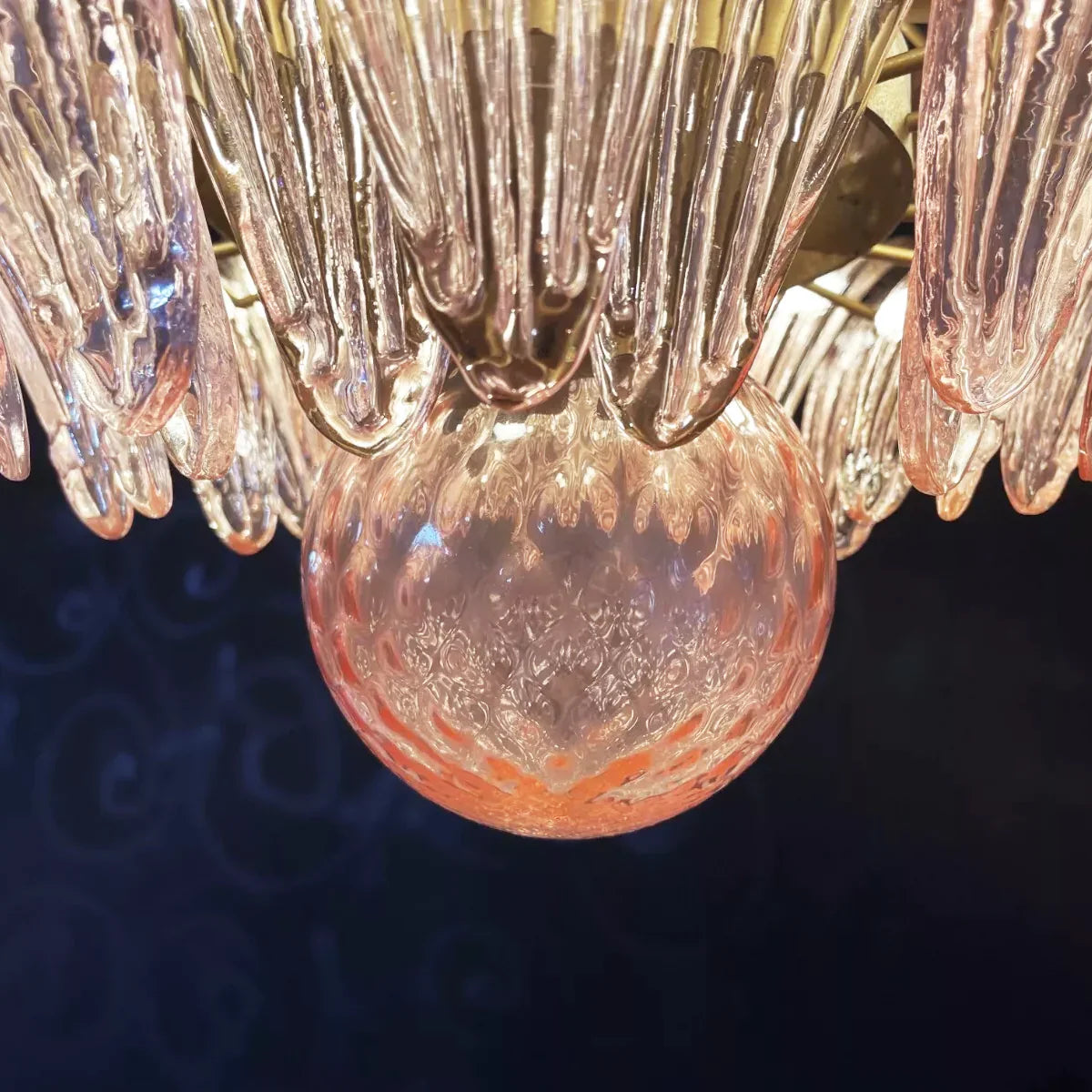 Murano Palmette Pink Chandelier 34"