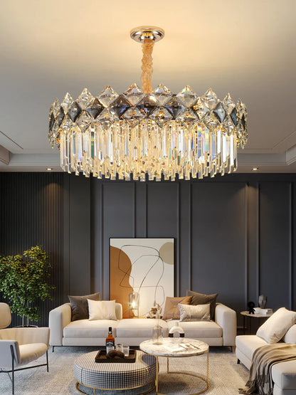 Modern Luxury Tiered Transparent Crystal Chandelier Suit for Living/Dining Room/Bedroom, art designer, round,oval
