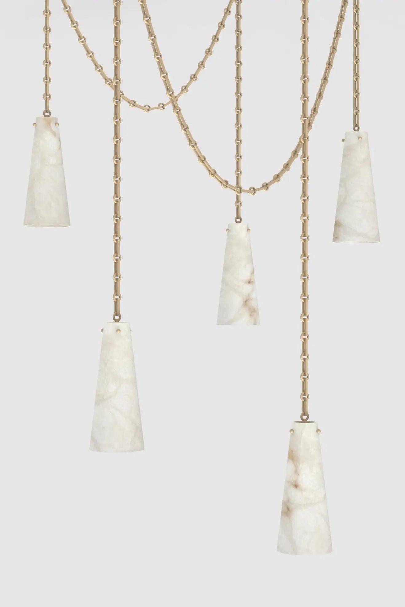 Contemporary Lucca Chandelier 202A-5 in Alabaster, 5-Light Vintage Alabaster Pendant Cluster