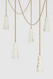 Contemporary Lucca Chandelier 202A-5 in Alabaster, 5-Light Vintage Alabaster Pendant Cluster