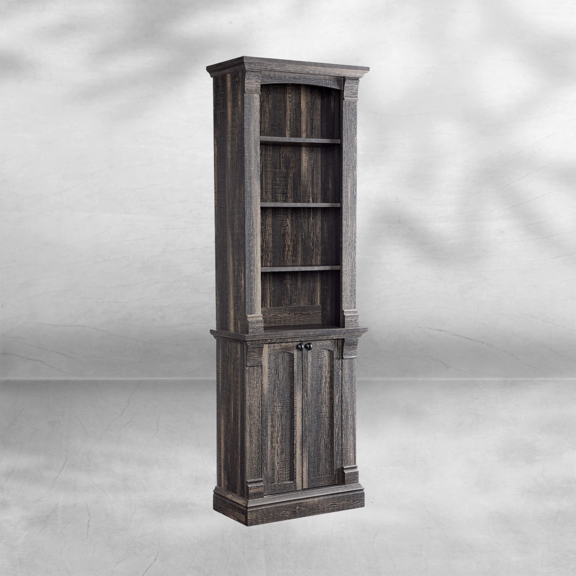 72" Farmhouse Bookcase with Adjustable Shelves and Storage Cabinet Doors