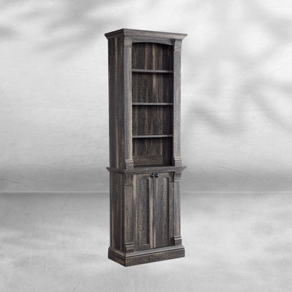 72" Farmhouse Bookcase with Adjustable Shelves and Storage Cabinet Doors