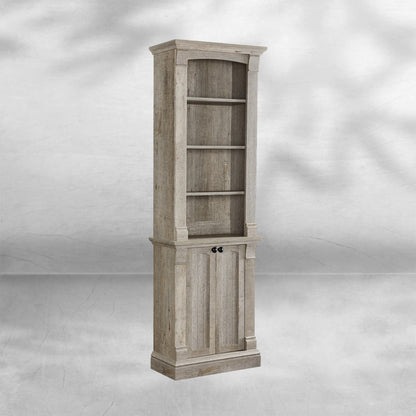 72" Farmhouse Bookcase with Adjustable Shelves and Storage Cabinet Doors
