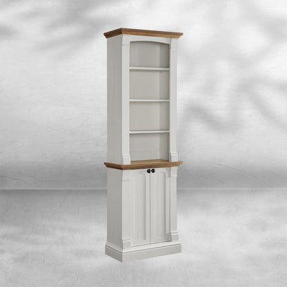 72" Farmhouse Bookcase with Adjustable Shelves and Storage Cabinet Doors