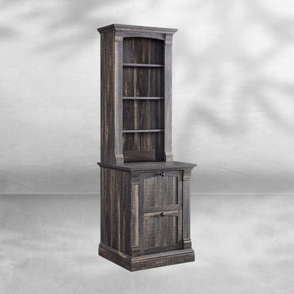 Rustic Farmhouse 72" Tall Bookcase with Adjustable Shelves & Drawers