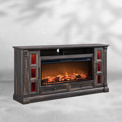 Rustic Farmhouse Fireplace TV Stand - Fits Up to 80 Inch TV