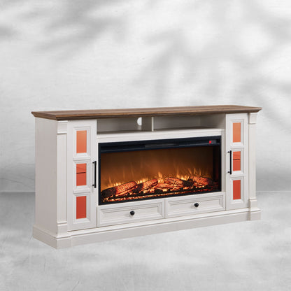 Rustic Farmhouse Fireplace TV Stand - Fits Up to 80 Inch TV