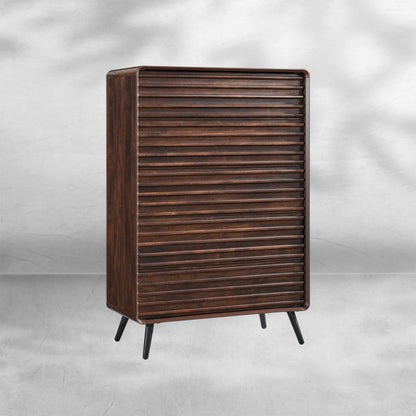 Mid Century Modern 5~6 Drawer Dresser, Dark Walnut Finish