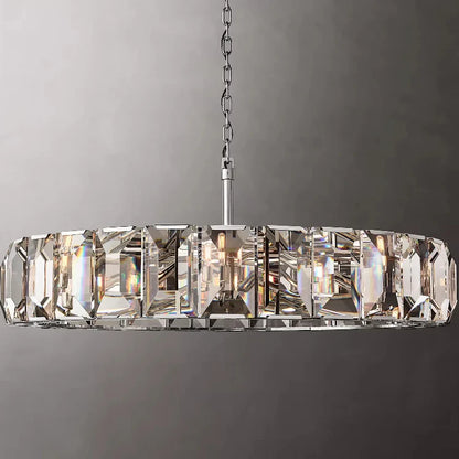 Moonlit Faceted Round Crystal Chandelier 60"