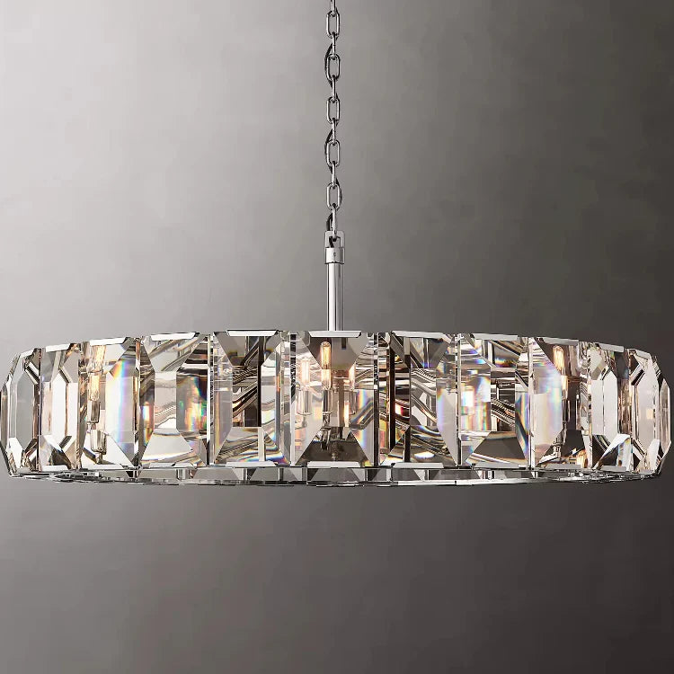 Moonlit Faceted Round Crystal Chandelier 60"