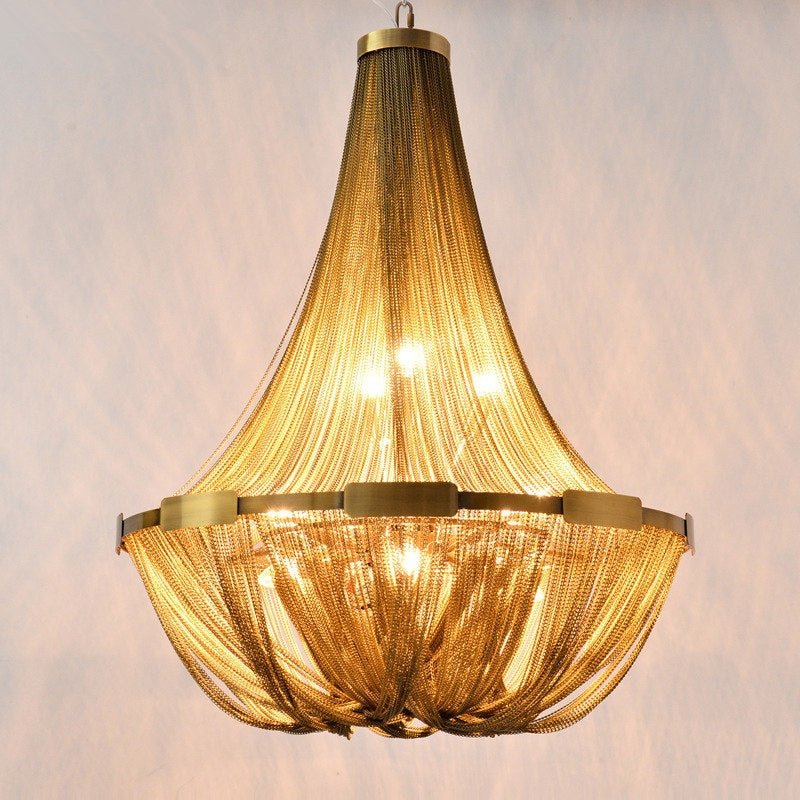 Deniselamp® Silver Chain Chandelier Creative Round Design Loft Chandelier Gold / Dia15,8" / Warm Light 3000K