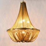 Deniselamp® Silver Chain Chandelier Creative Round Design Loft Chandelier Gold / Dia15,8" / Warm Light 3000K
