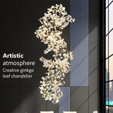 Ginkgo Leaf Ceramics Large Chandelier 110'' 118'' 157''H