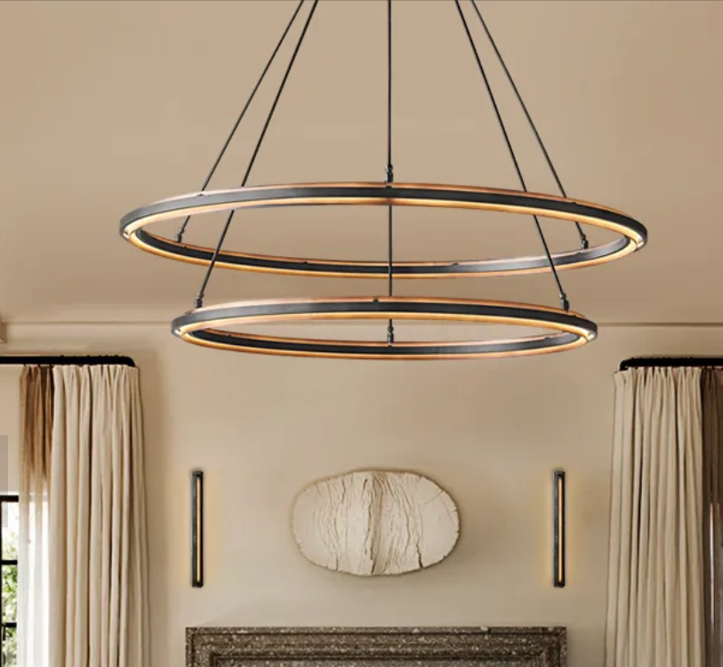 Radiant Vintage 2-Tier Round Chandelier 42'', 3000k bulbs