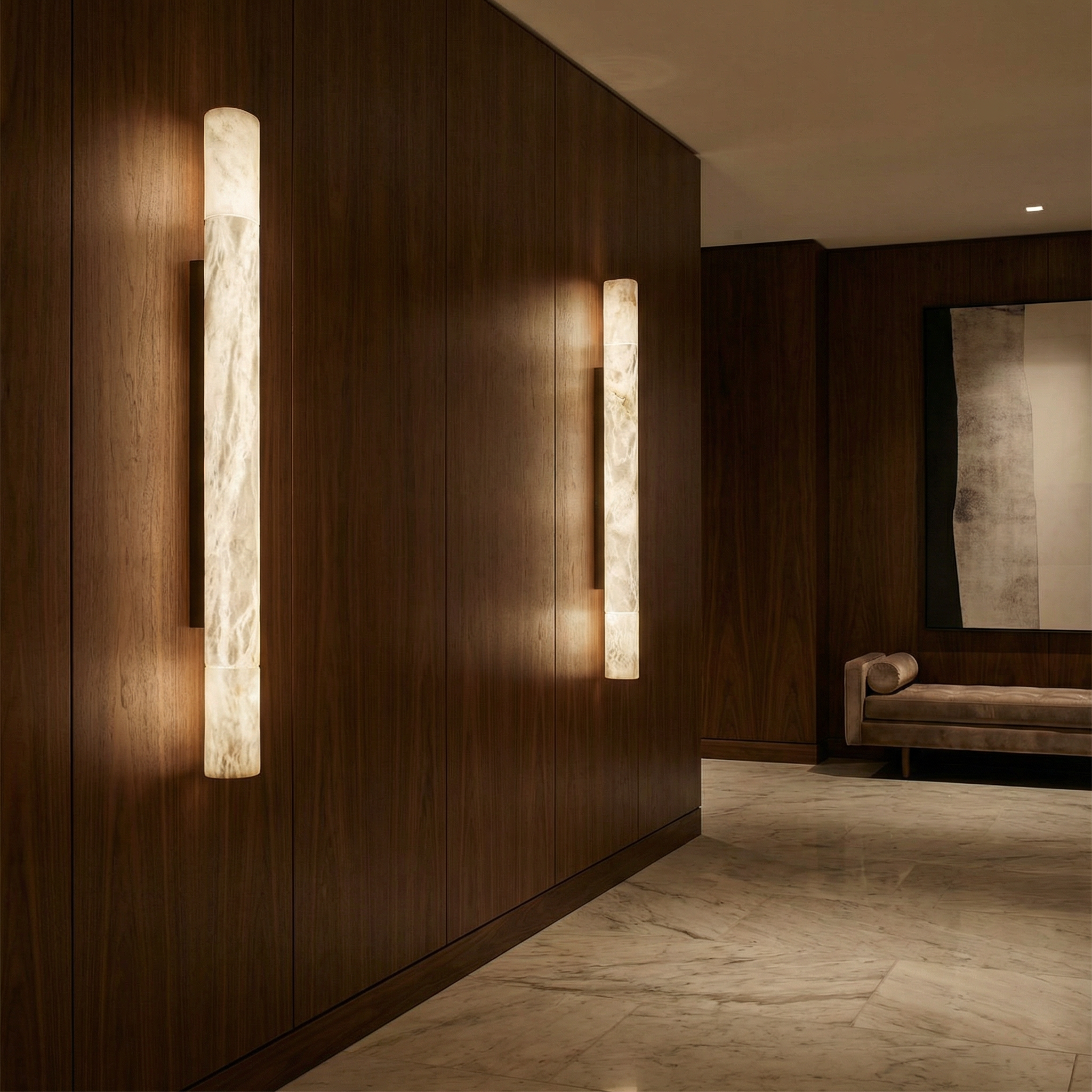 Solid Alabaster Grand Sconce