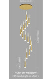 JC Golden/Black LED Hanging Meteor Rain Staircase Chandelier