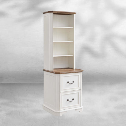 Rustic Oak 6-Tier Bookshelf with Doors and Adjustable Shelves
