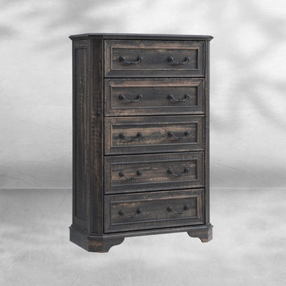 Farmhouse 5-Drawer Dresser: Rustic Wood Chest for Bedroom Storage