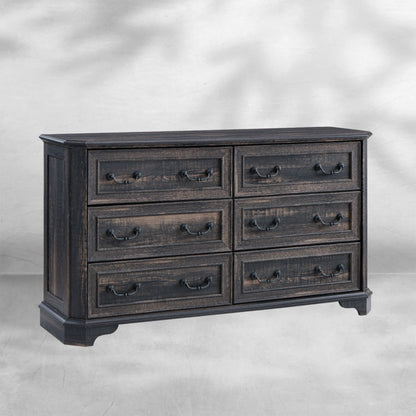 Wide Rustic Farmhouse 6-Drawer Dresser