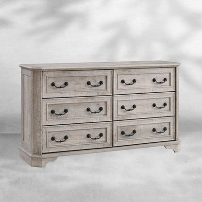 Wide Rustic Farmhouse 6-Drawer Dresser