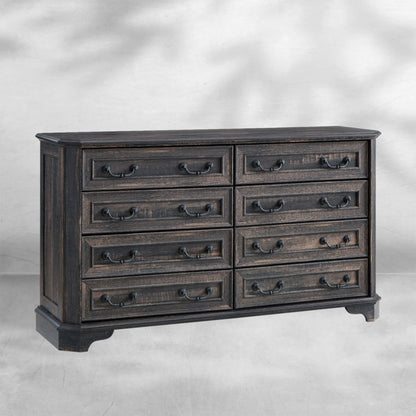 Farmhouse 7 Drawer Dresser Wide Wood Rustic Chest Organizer