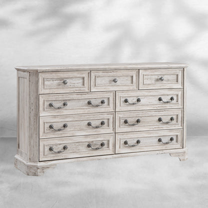 Farmhouse 7 Drawer Dresser Wide Wood Rustic Chest Organizer