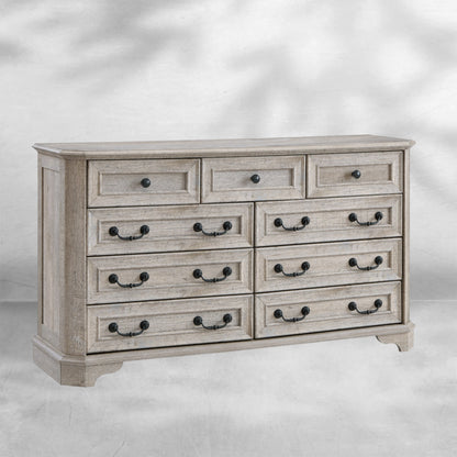 Farmhouse 7 Drawer Dresser Wide Wood Rustic Chest Organizer