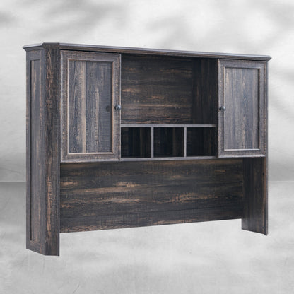 Ample Storage 59 Inch Farmhouse Wood Desk Hutch - Rustic Oak