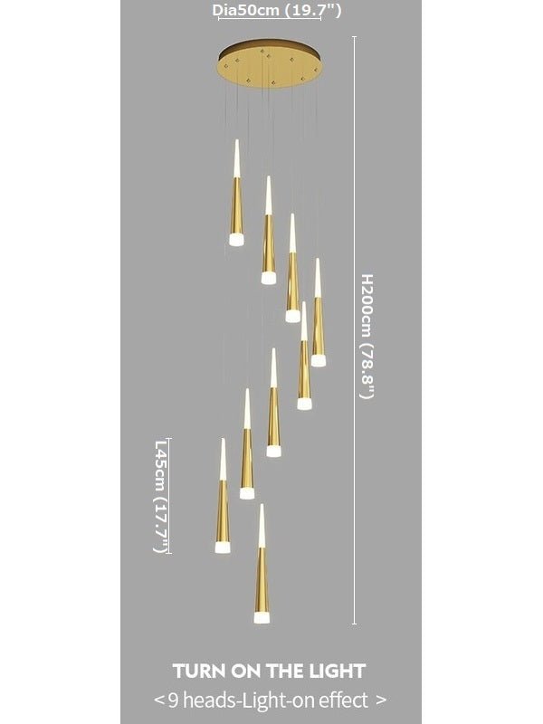 JC Golden/Black LED Hanging Meteor Rain Staircase Chandelier