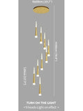JC Golden/Black LED Hanging Meteor Rain Staircase Chandelier