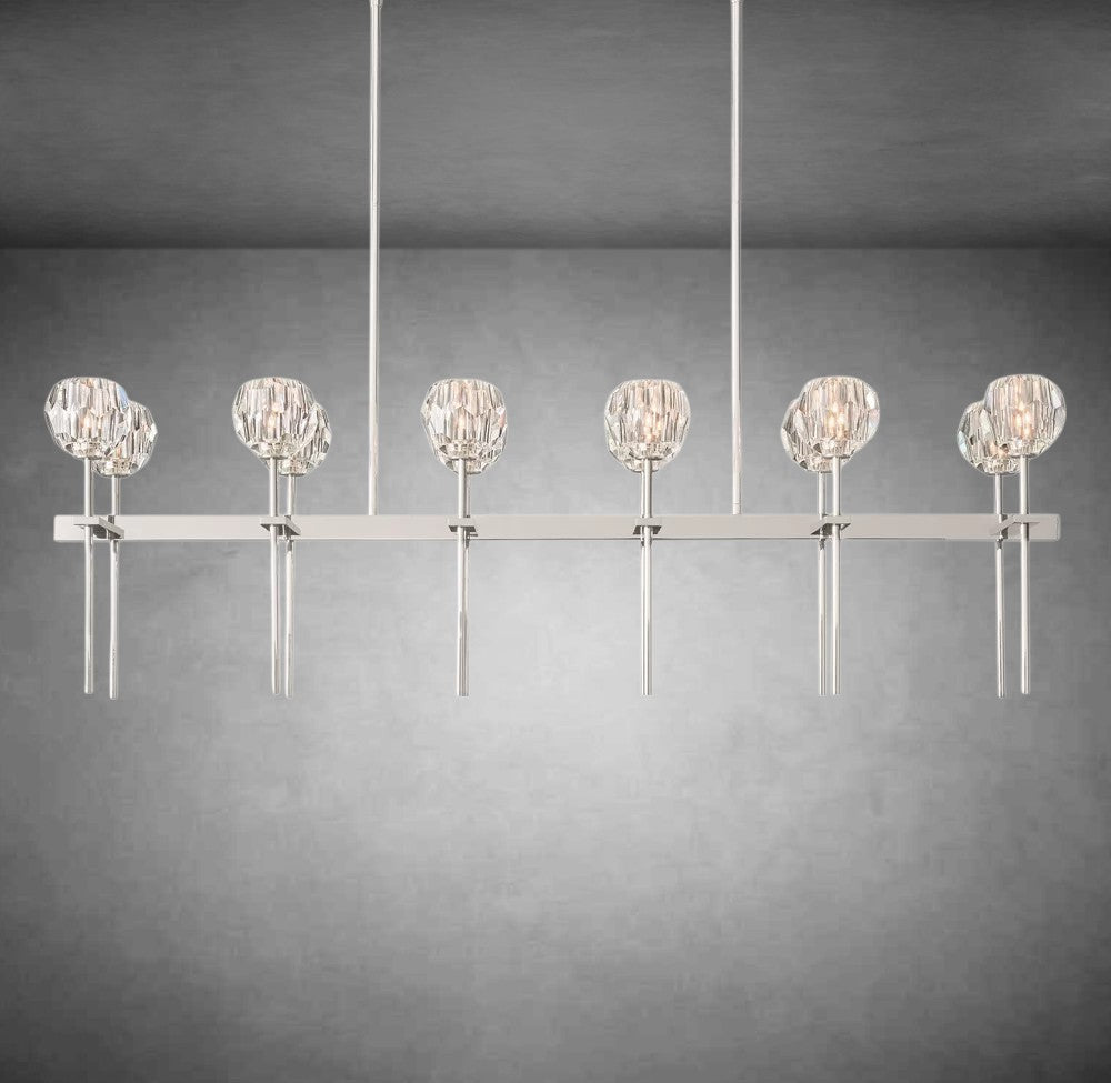 Bolura De Cristal Clear Glass Double Linear Chandelier