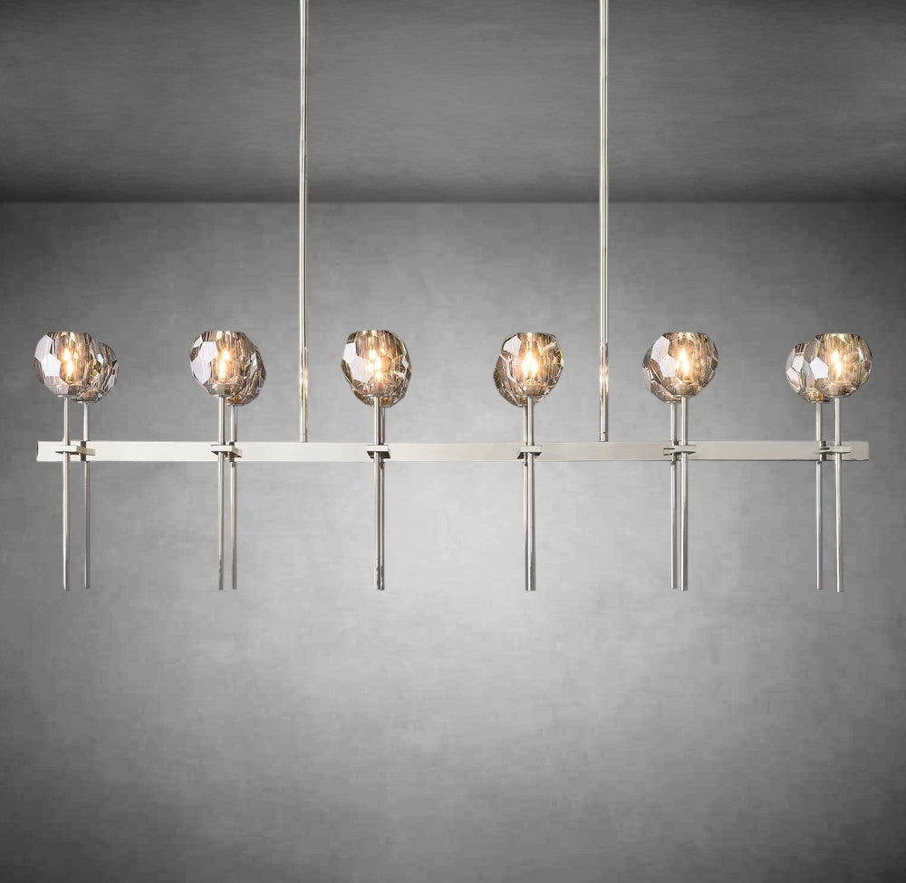 Bolura De Cristal Clear Glass Double Linear Chandelier