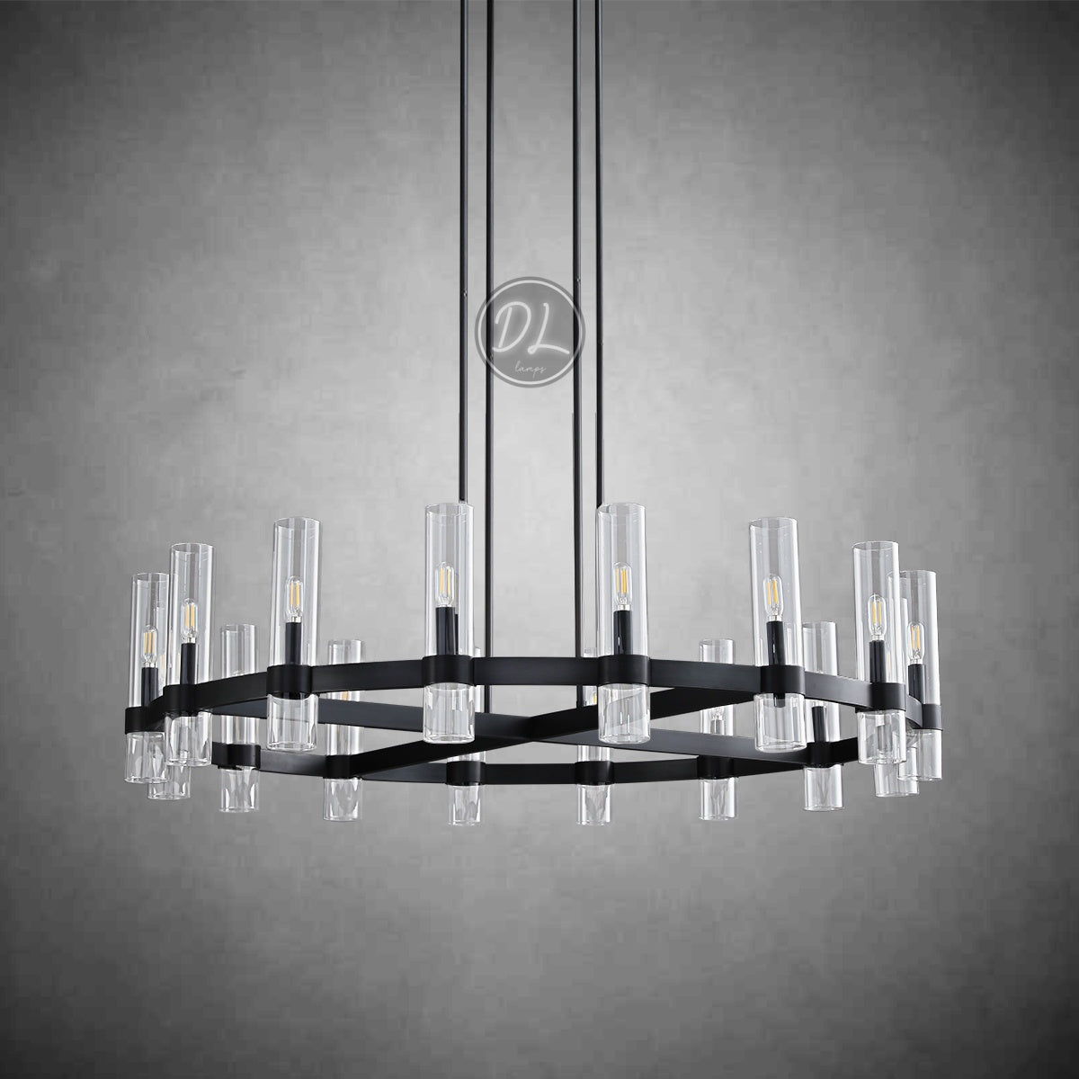Crystalline Round Chandelier For Art Blown Glass 48"