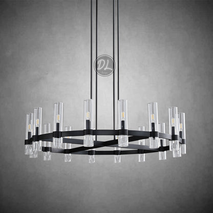 Crystalline Round Chandelier For Art Blown Glass 48"