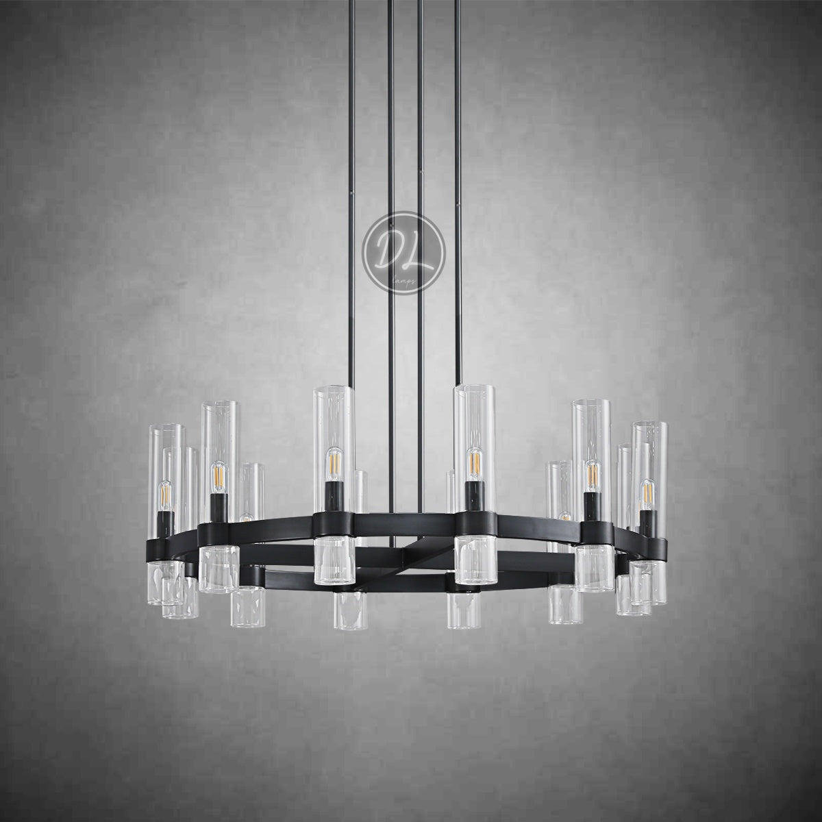 Crystalline Round Chandelier For Art Blown Glass 36"