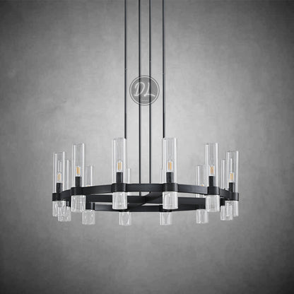 Crystalline Round Chandelier For Art Blown Glass 36"