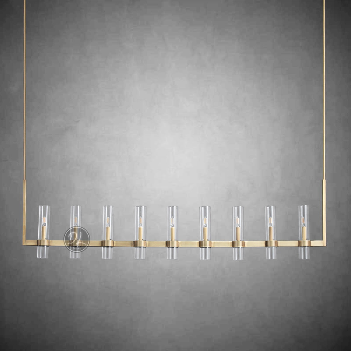 Crystalline Glass Shaded Modern Linear Chandelier 71"