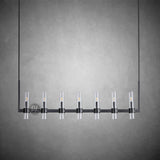 Crystalline Glass Shaded Modern Linear Chandelier 59"