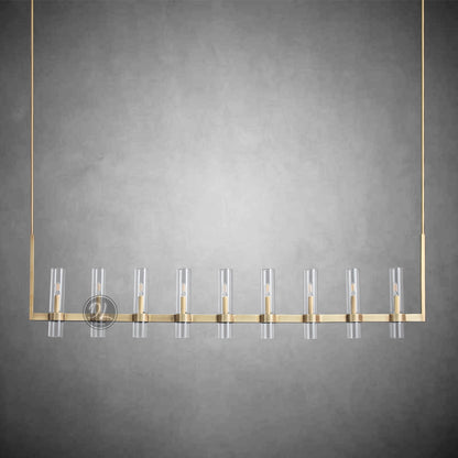 Crystalline Glass Shaded Modern Linear Chandelier 59"/71"