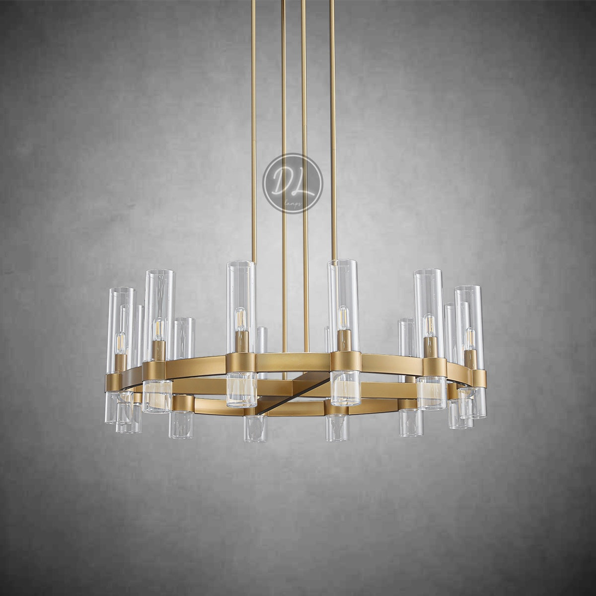 Crystalline Round Chandelier For Art Blown Glass 36"