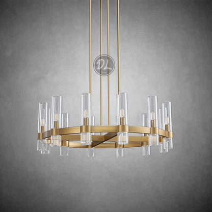 Crystalline Round Chandelier For Art Blown Glass 36"