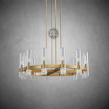 Crystalline Round Chandelier For Art Blown Glass 36"
