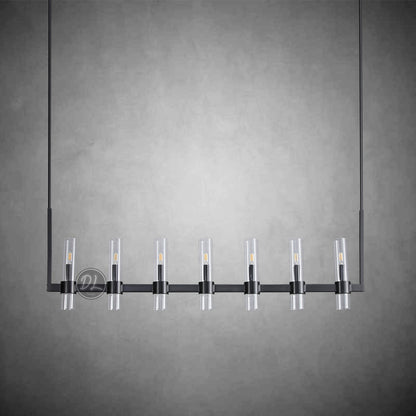 Crystalline Glass Shaded Modern Linear Chandelier 59"/71"