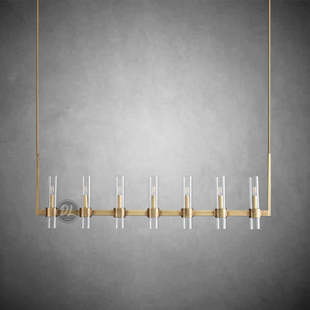 Crystalline Glass Shaded Modern Linear Chandelier 59"