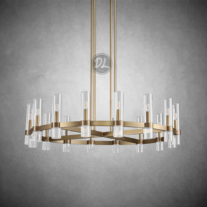 Crystalline Round Chandelier For Art Blown Glass 48"
